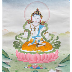 Traditional Vajrasattva Thangka With Brocade