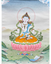 Traditional Vajrasattva Thangka With Brocade