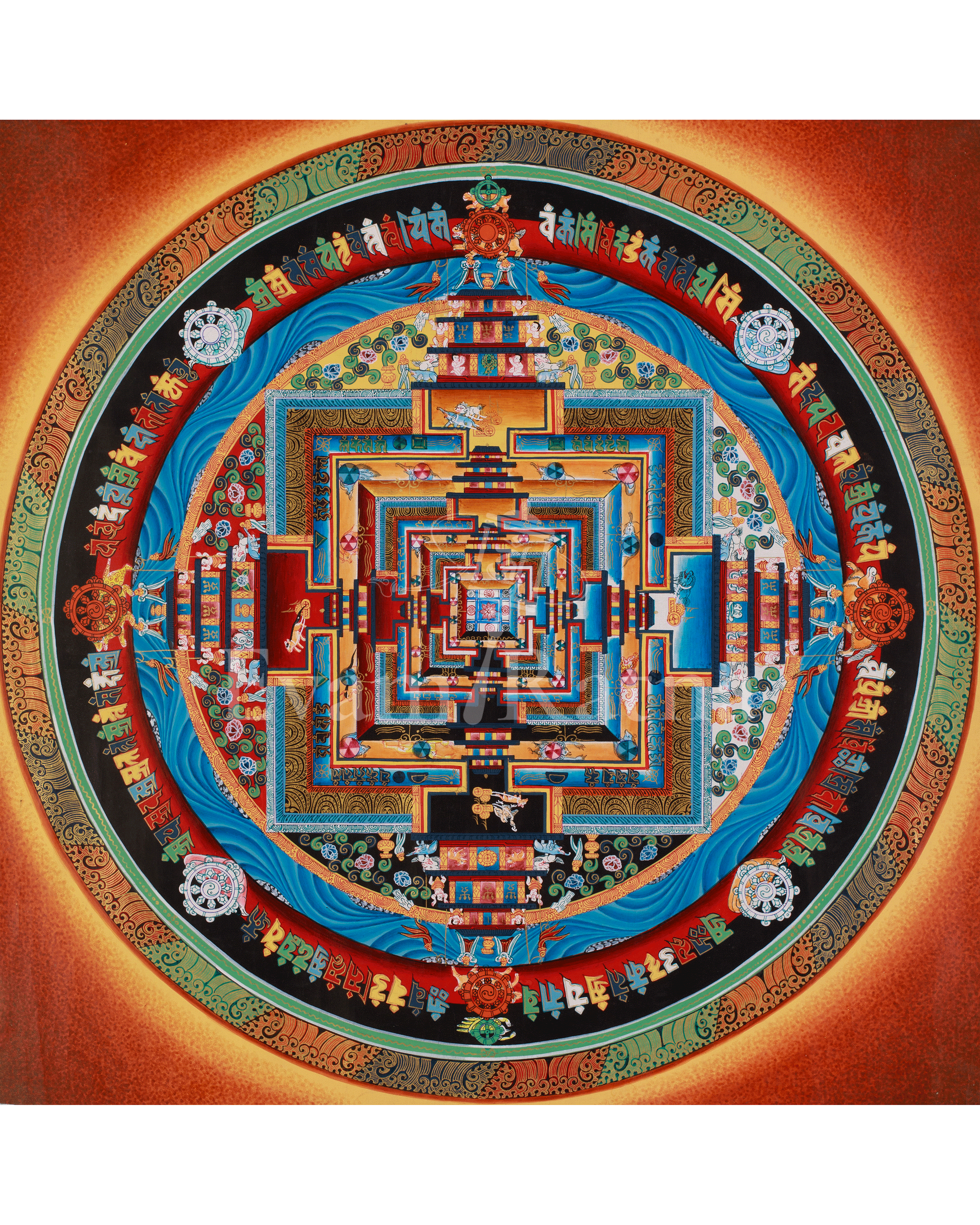 Sacred Buddhist Kalachakra Mandala Art | Meditation Altar | Home Decor