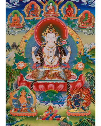Chenrezig With Other Deities Thangka 