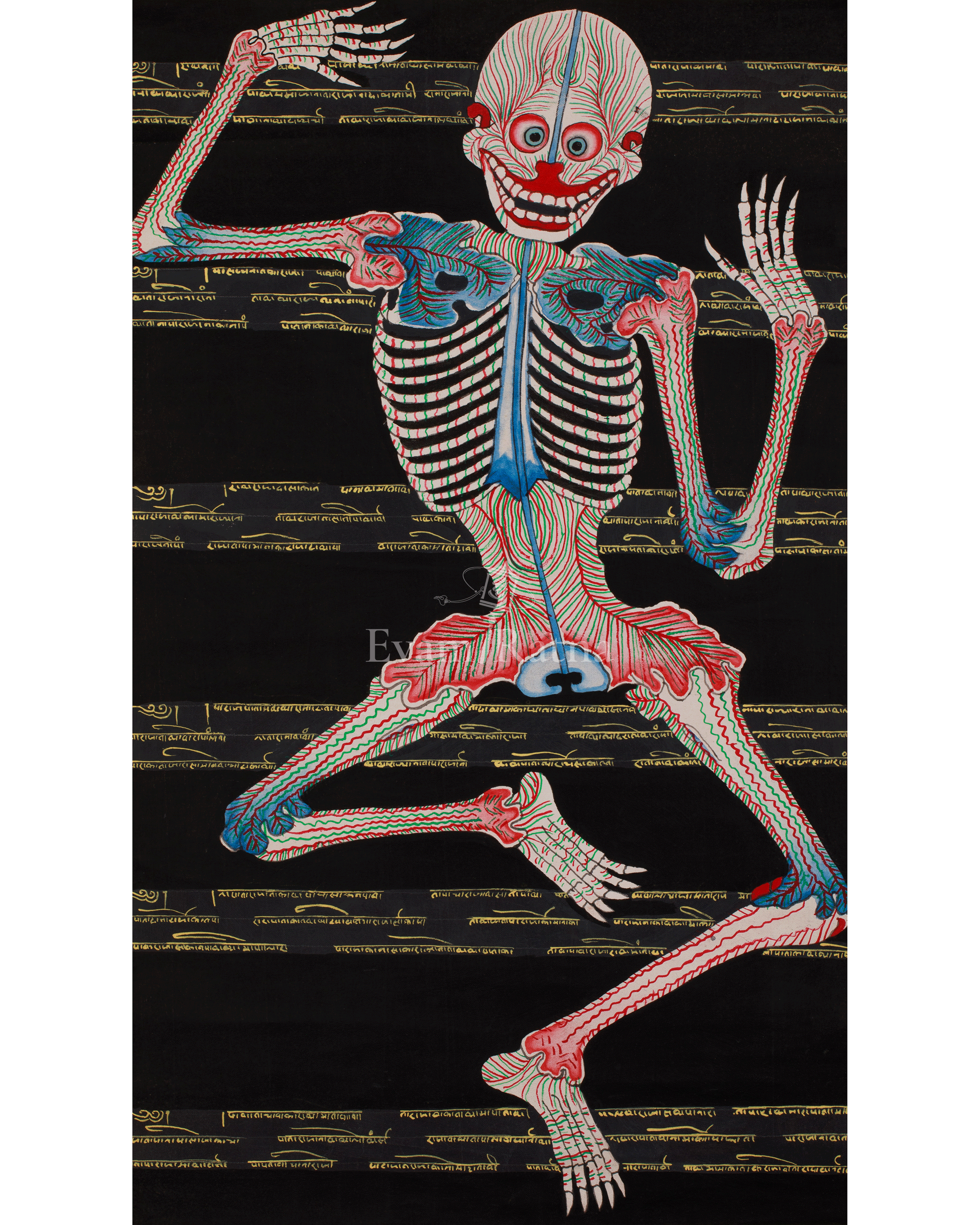 Traditional Thangka of Human Anatomy | Skeletal, Muscular, and Energy Mapping Art
