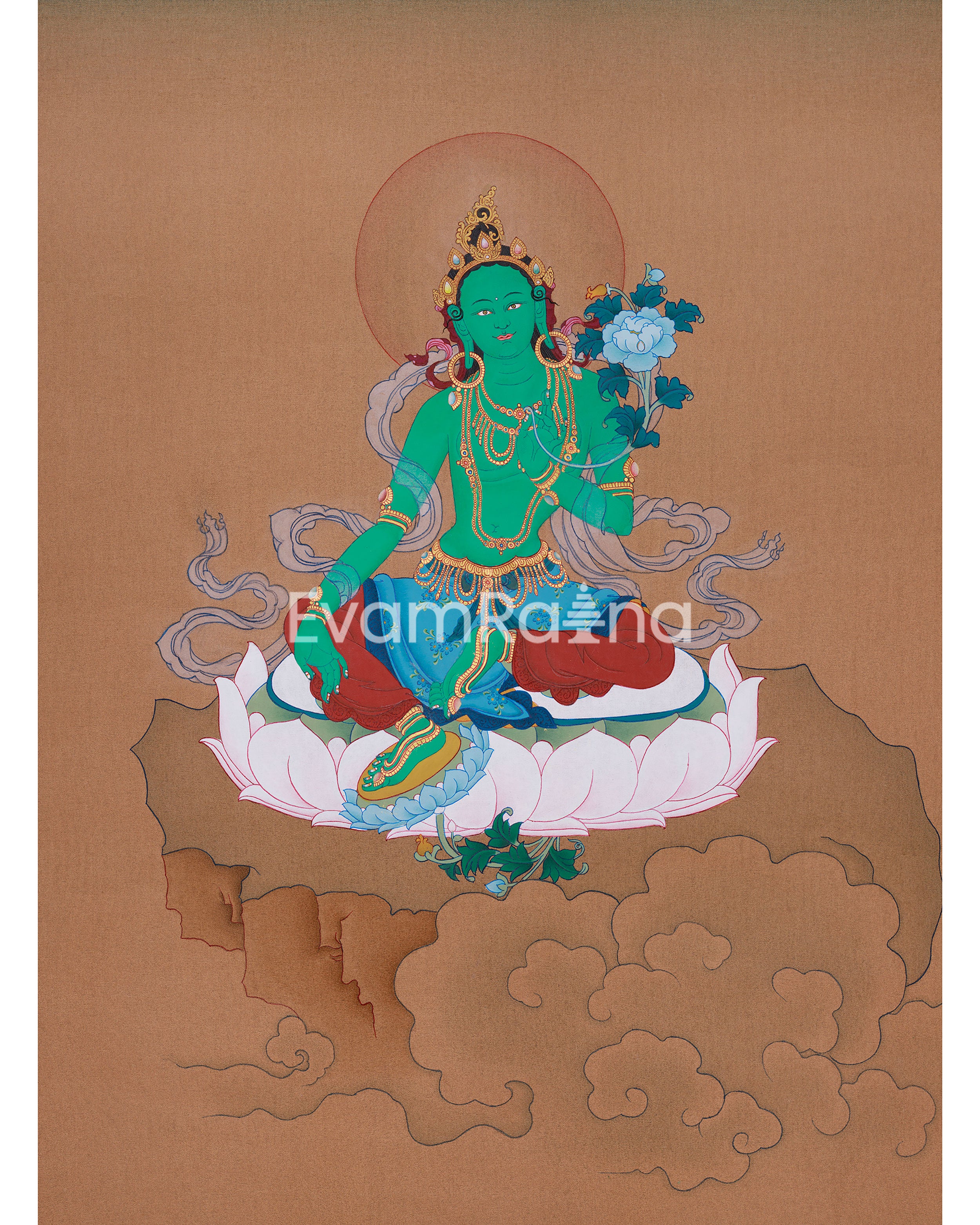 Traditional Thangka Of Green Tara