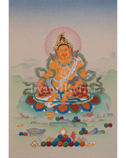 Dzambhala Prosperity Buddhist Art | Tibetan Thangka of Wealth and Abundance