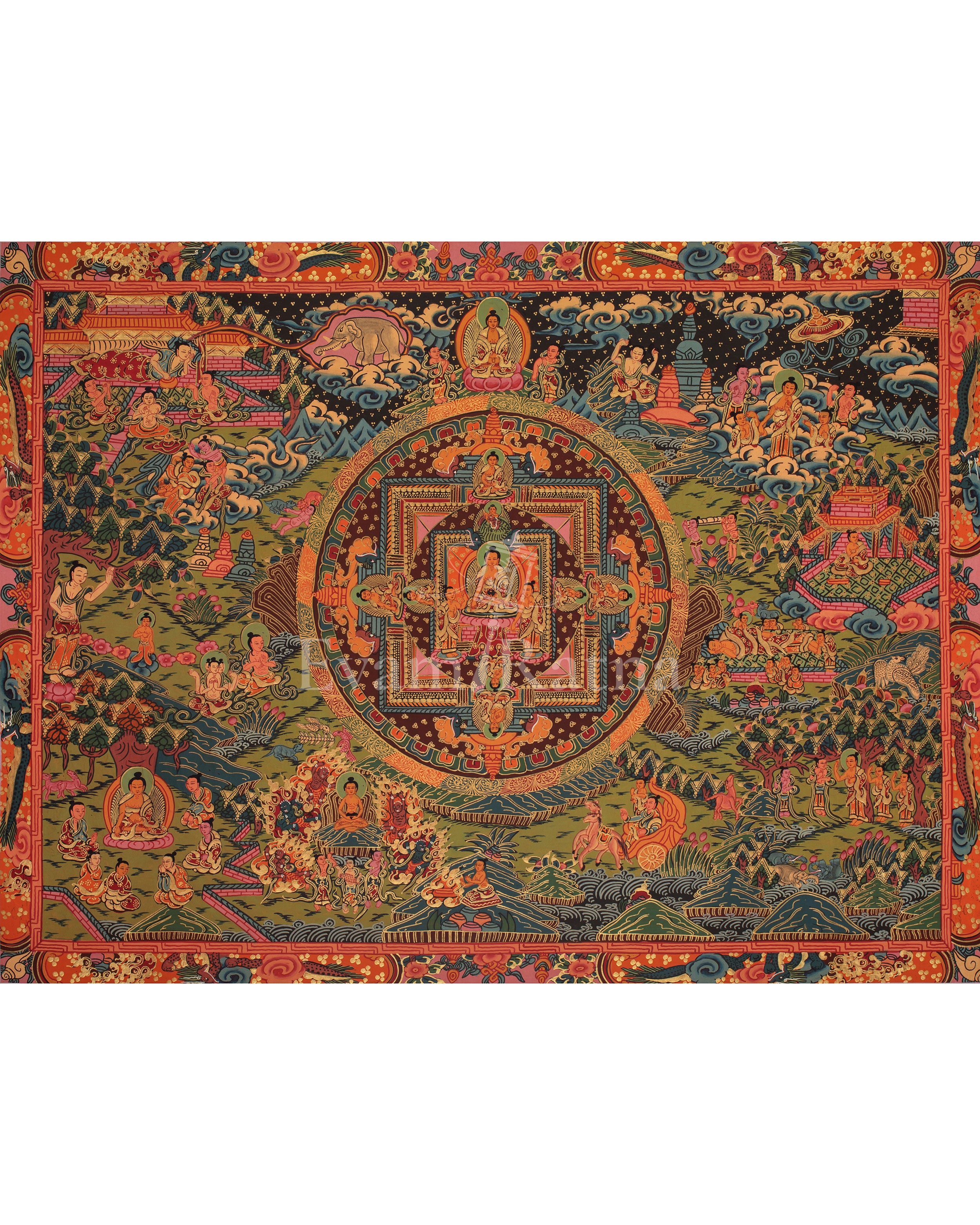 Authentic Buddha Life Story Thangka 