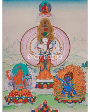 Himalayan Deity 1000 Armed Chenrezig Thangka