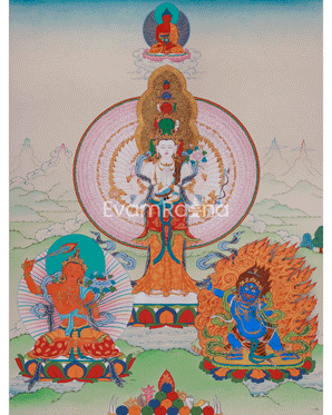 Himalayan Deity 1000 Armed Chenrezig Thangka