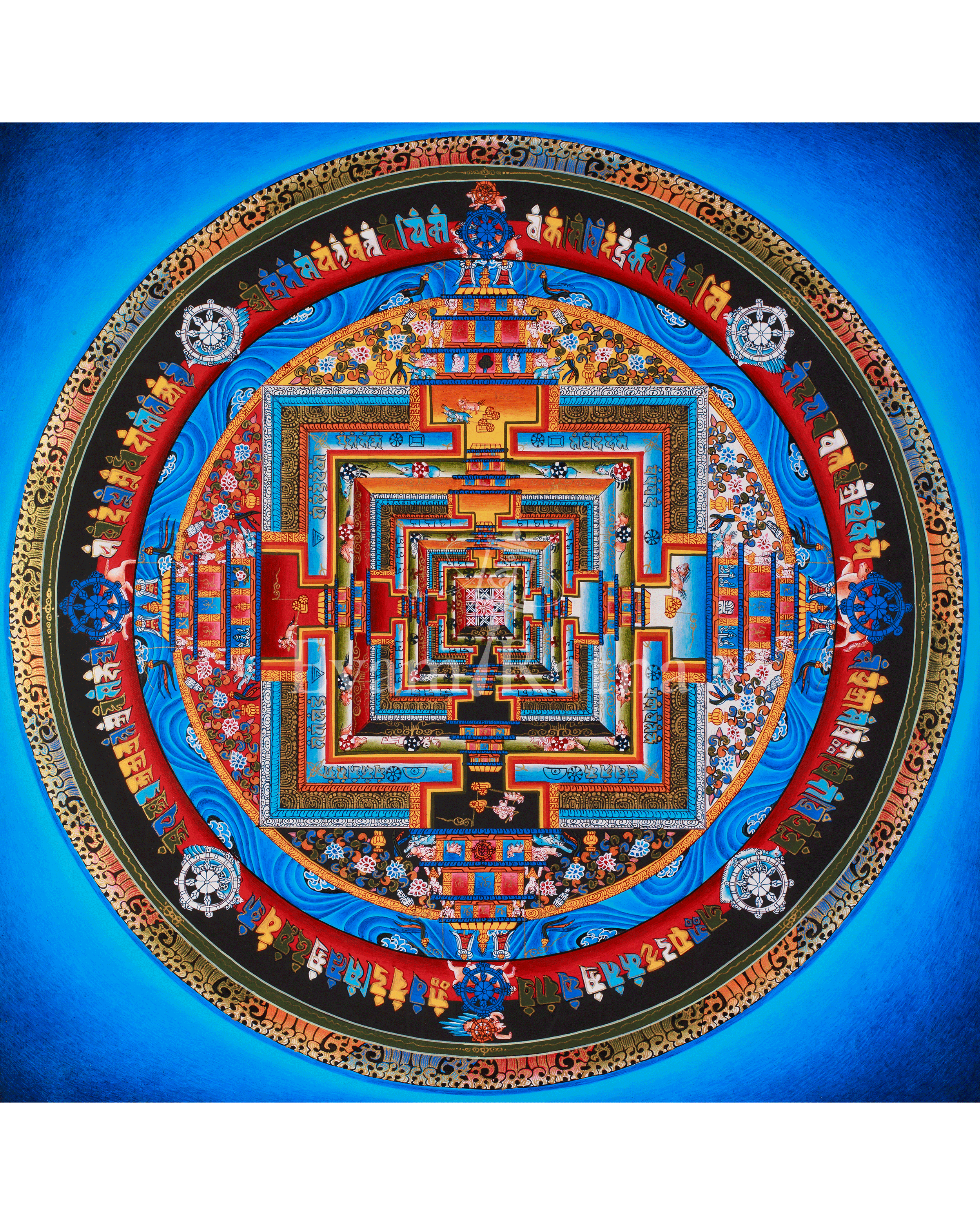 Divine Kalachakra Mandala Art | Sacred Tibetan Buddhist Painting of Cosmic Wisdom