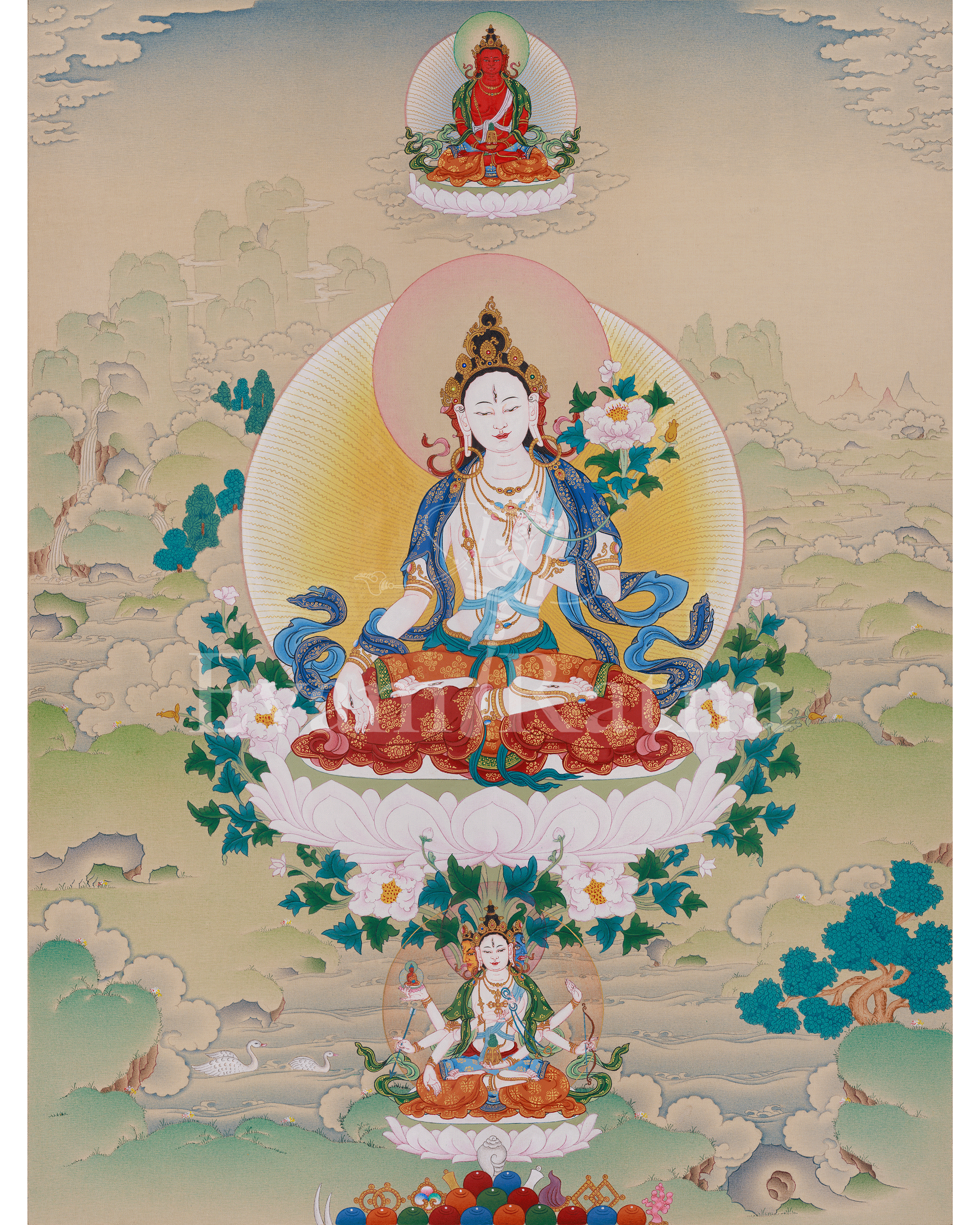 White Tara Tibetan Art | Compassion Goddess | Seven Eyed Goddess