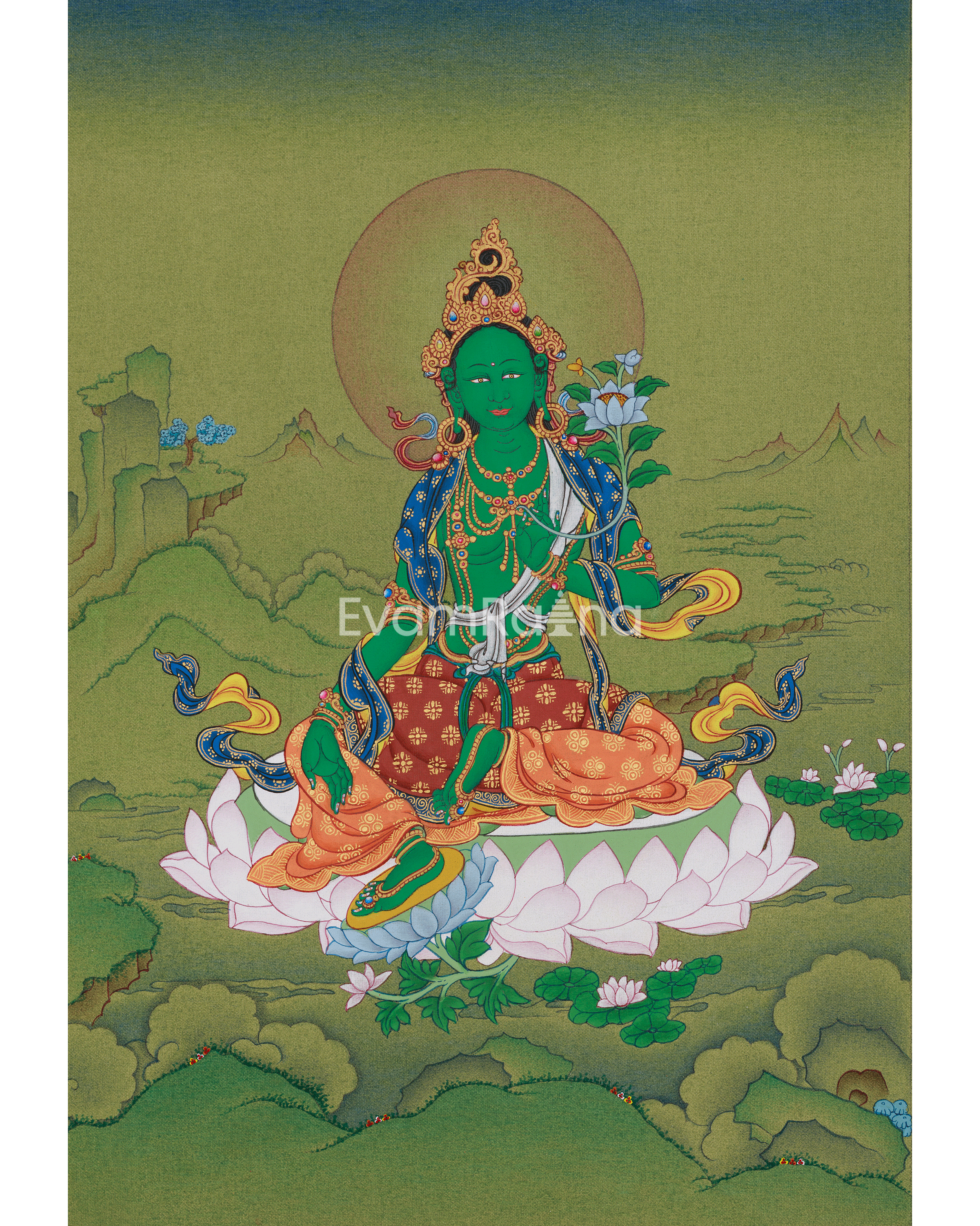 Divine Green Tara Thangka
