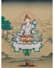 White Tara Healing Buddhist Art | Sacred Thangka of Compassion and Longevity