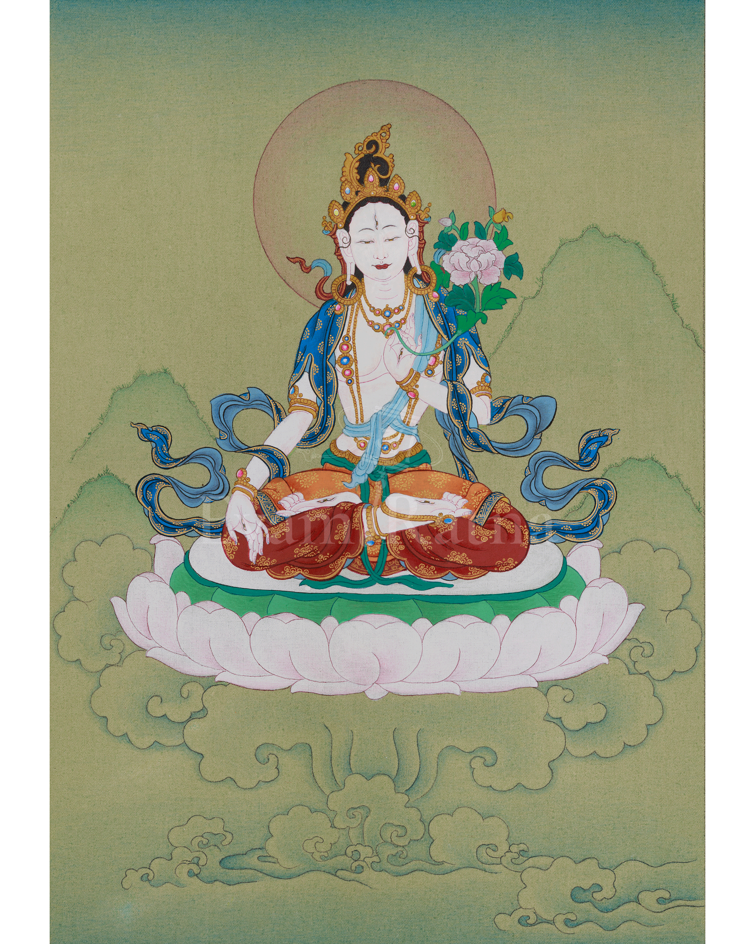 Long Life Deity White Tara Thangka | Seven-Eyed Deity | Sita Tara Artwork
