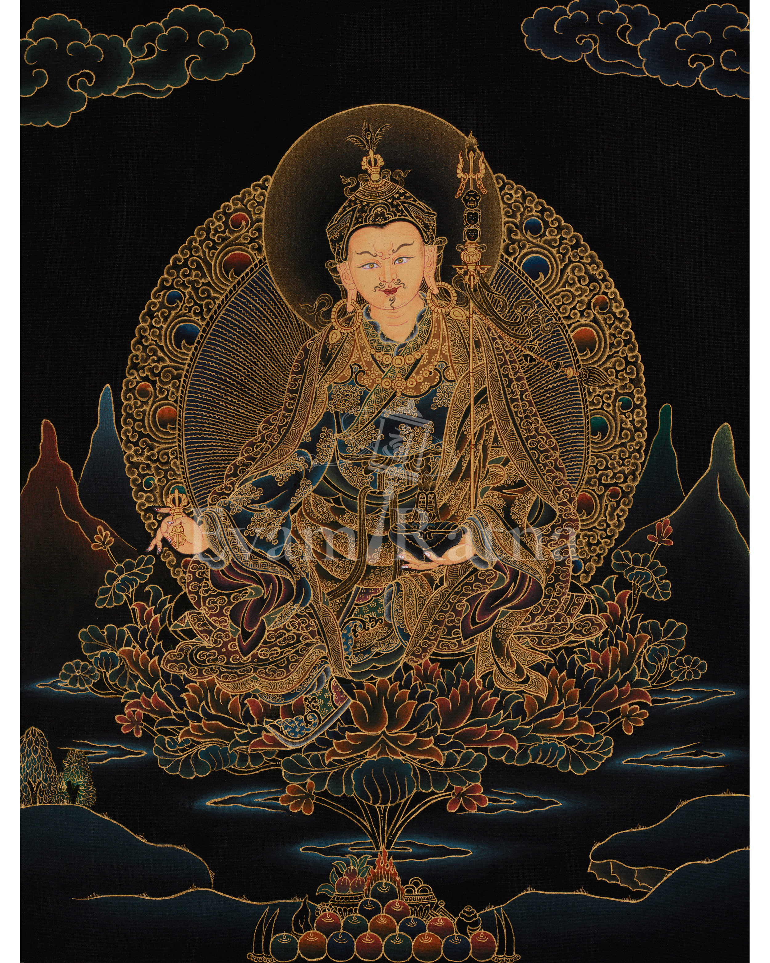 Guru Rinpoche Meditation Art | Tibetan Buddhist Master | Profound Wisdom Deity