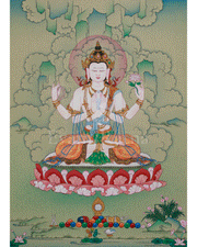 Chenrezig Buddhist Art | Sacred Compassion Buddha | Avalokiteshvara Thangka
