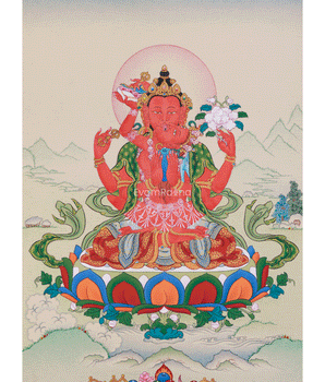 Red Chenrezig Thangka 