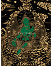Divine Thangka Of Green Tara