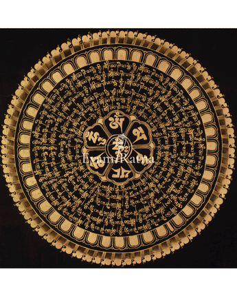 Buddhist Gold and Black Mantra Mandala