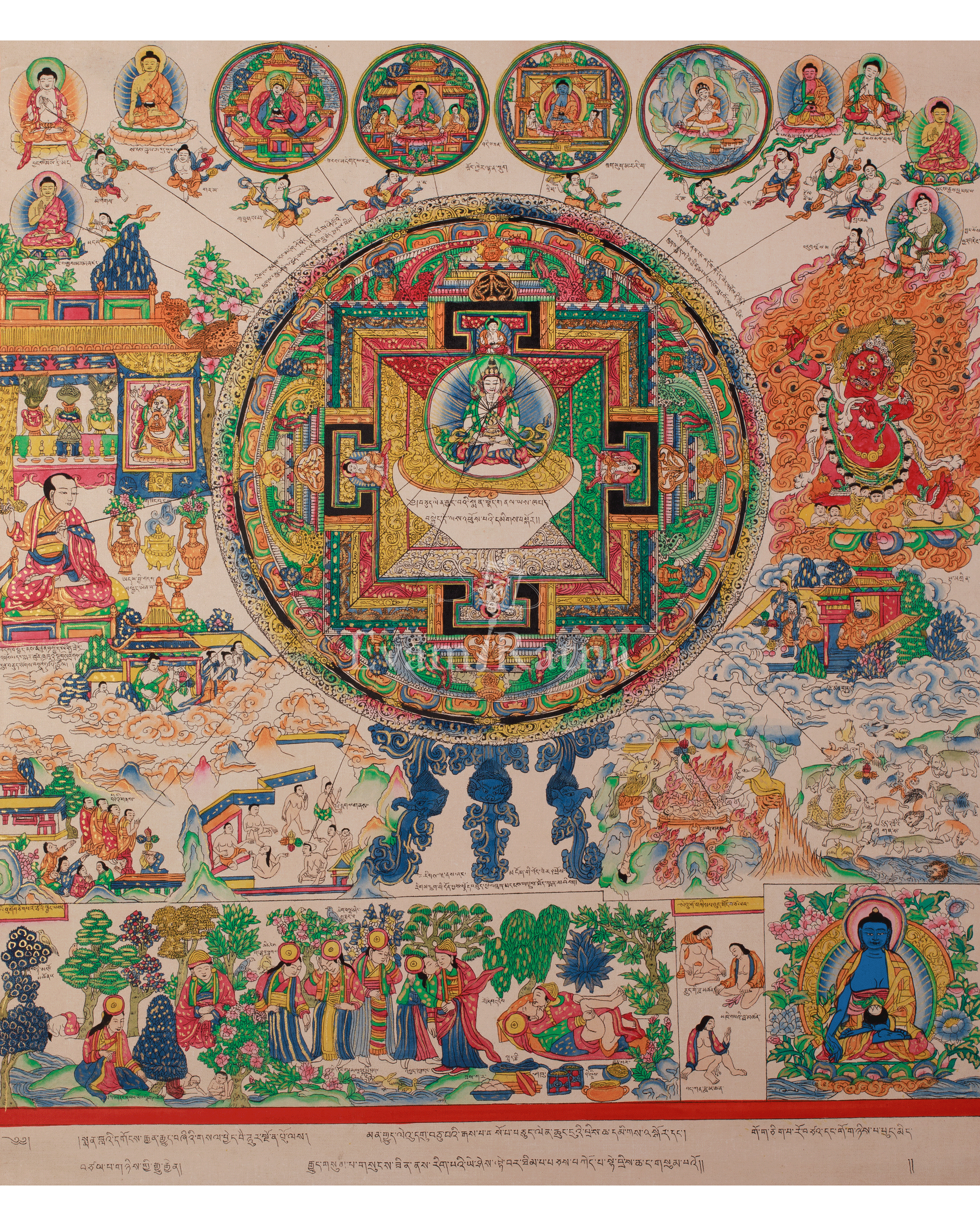 Cosmos of Healing Tibetan Thangka | Meditation and Devotional Artwork