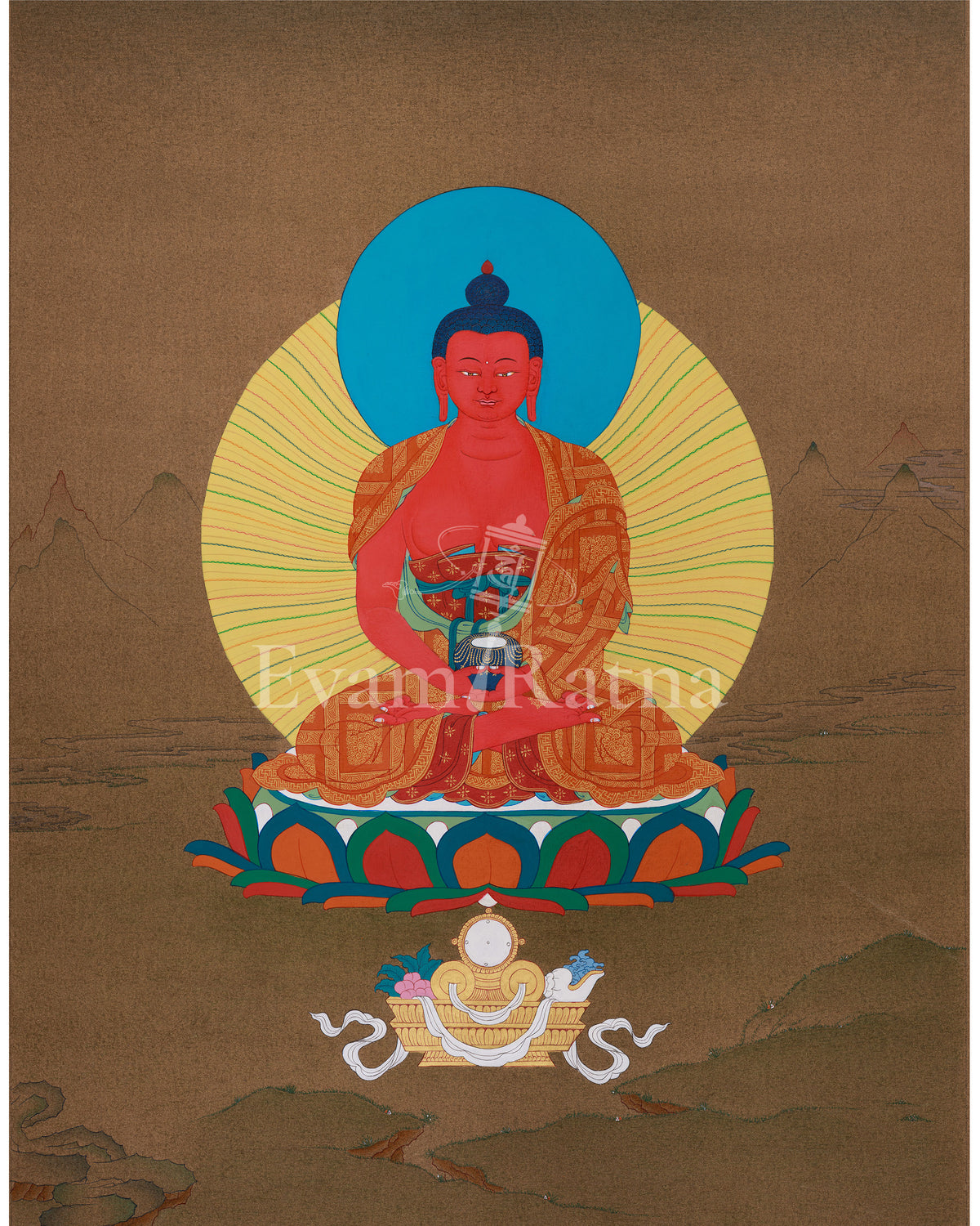 Sacred Amitabha Buddha Thangka | Radiating Boundless Light and Serenity