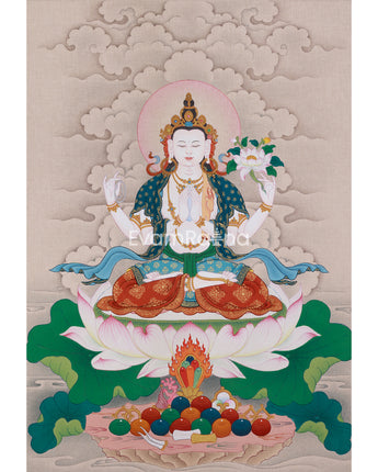 Sacred Thangka of Bodhisattva Chenrezig