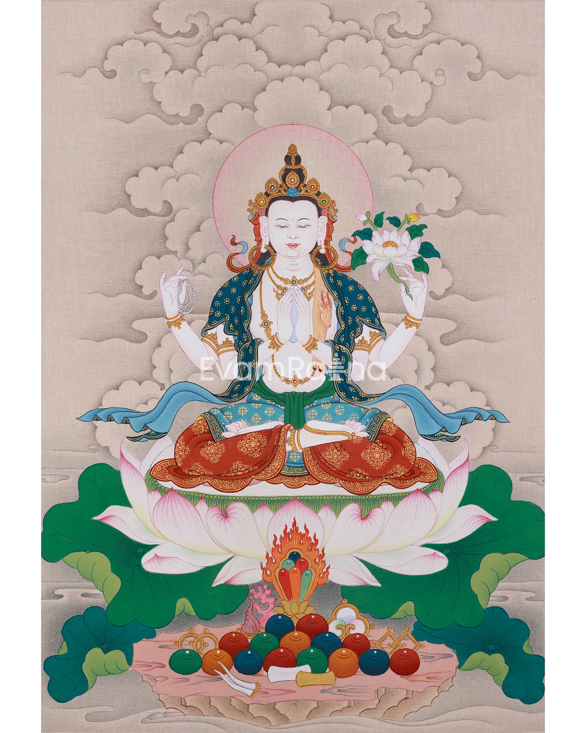 Sacred Thangka of Bodhisattva Chenrezig