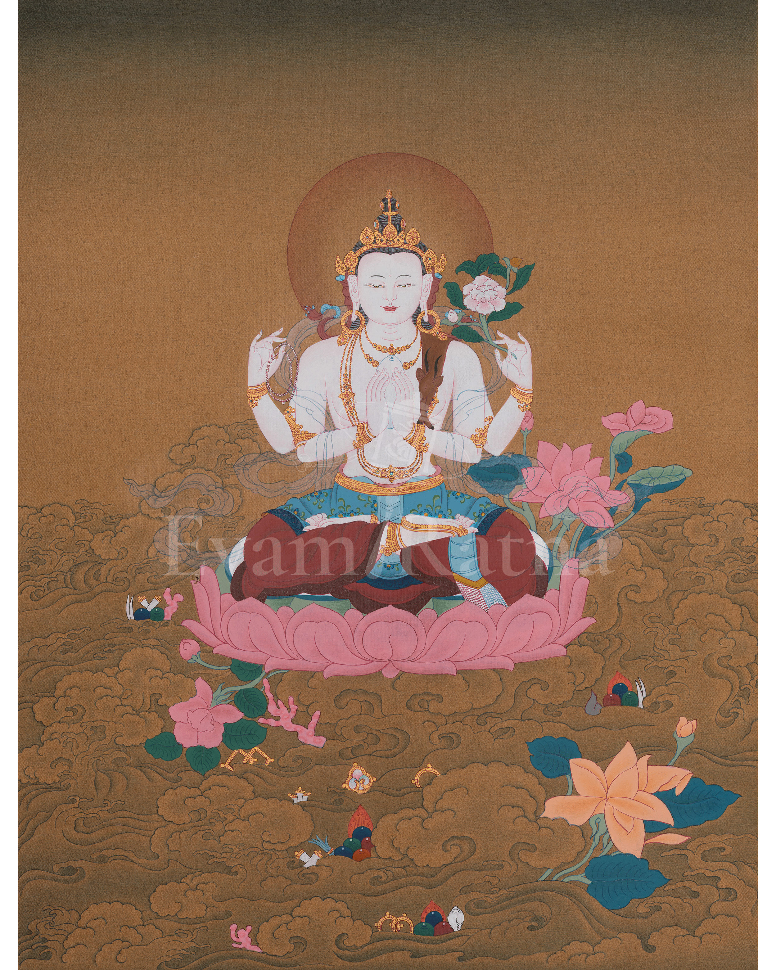 Chenrezig Compassion Buddha Art | Avalokiteshvara Thangka | Sacred Artwork