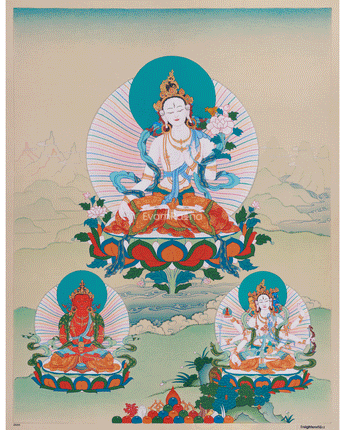 Three Long Life Deities Thangka