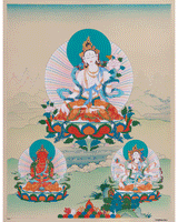 Three Long Life Deities Thangka