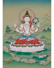 Chenrezig Meditation Thangka | Avalokiteshvara Art | Compassion Deity