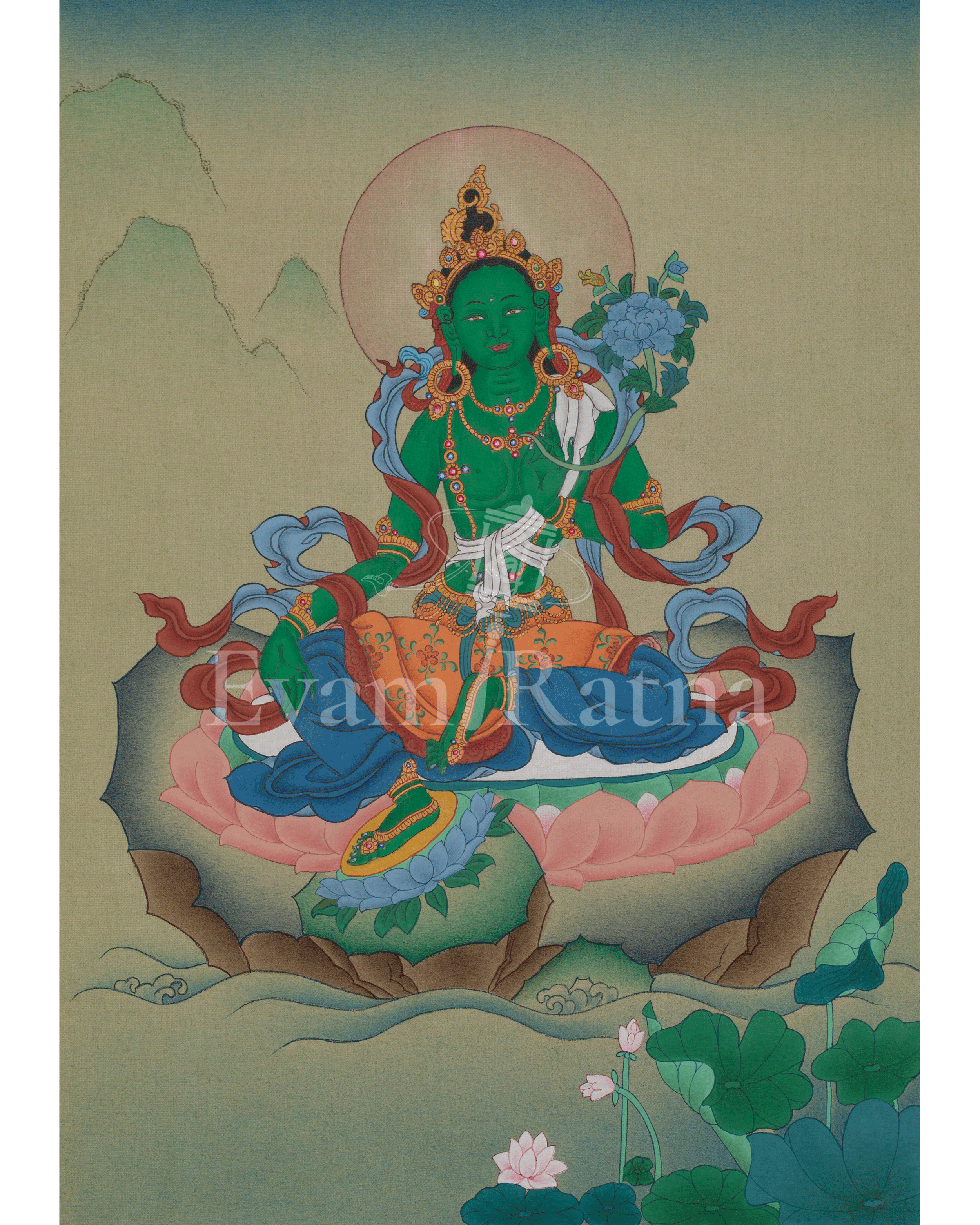 Traditional Goddess Green Tara Artwork 