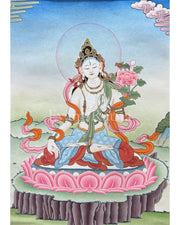 Sita Tara Thangka With Brocade 