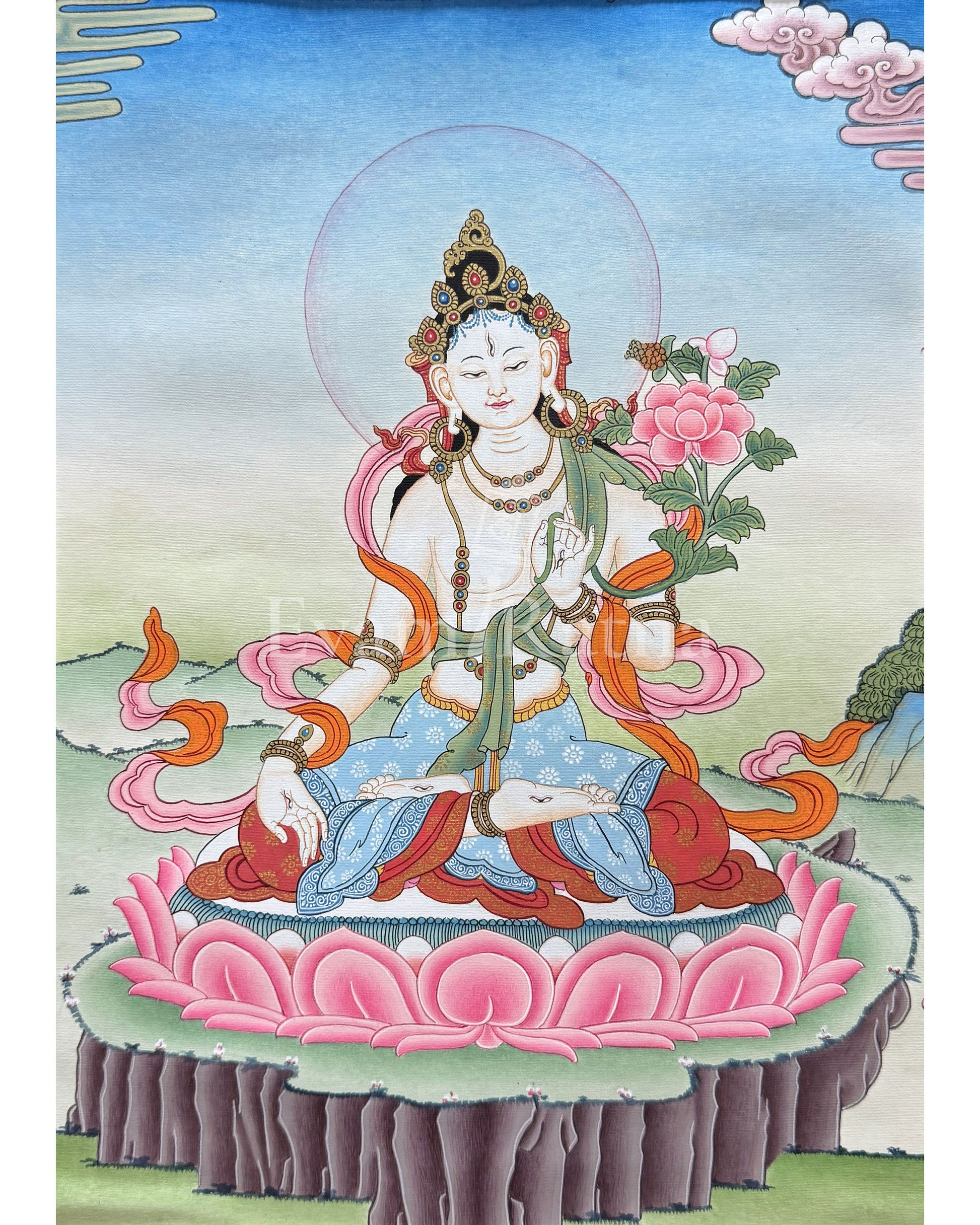 Sita Tara Thangka With Brocade 