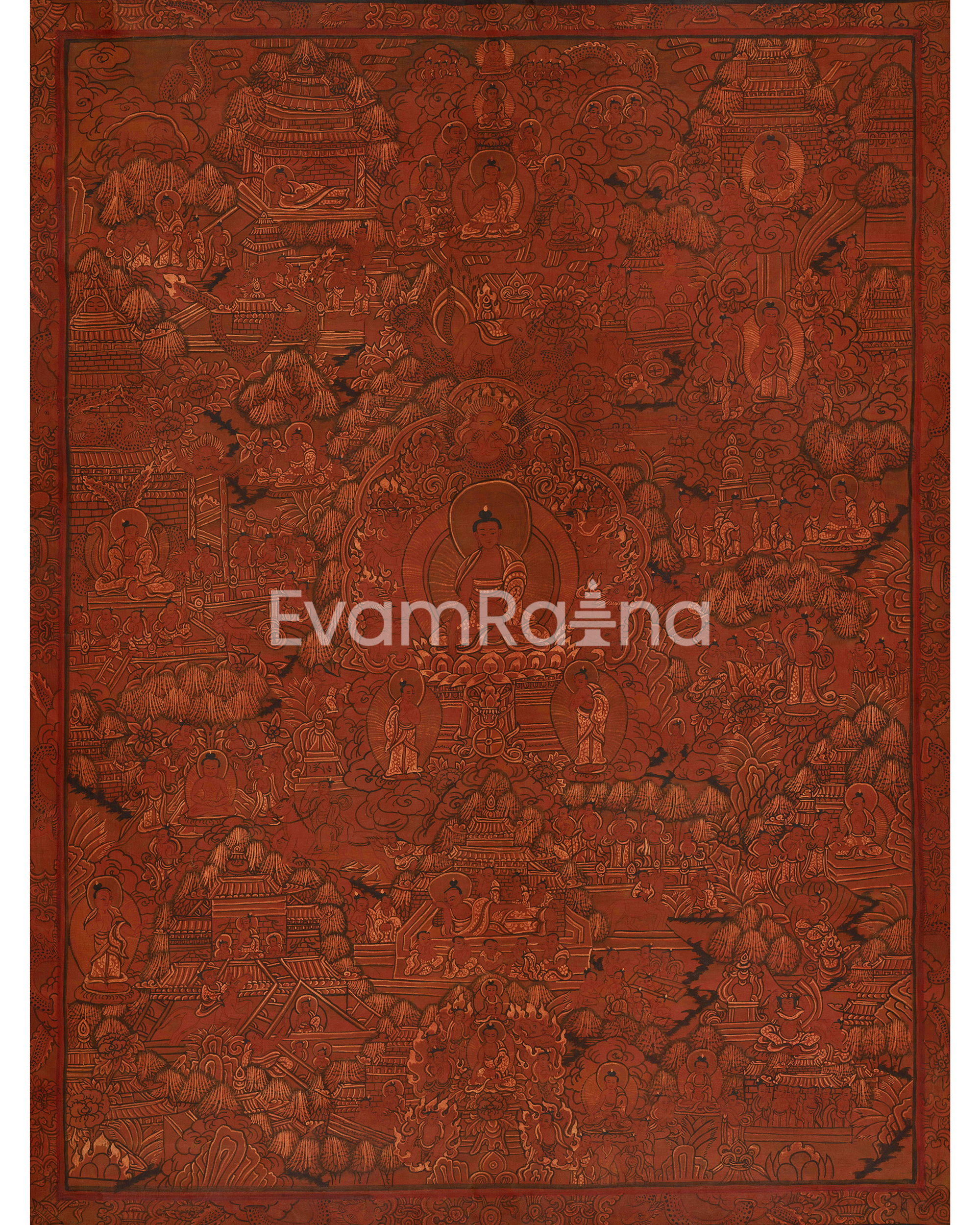 Buddha Life Story Tibetan Thangka