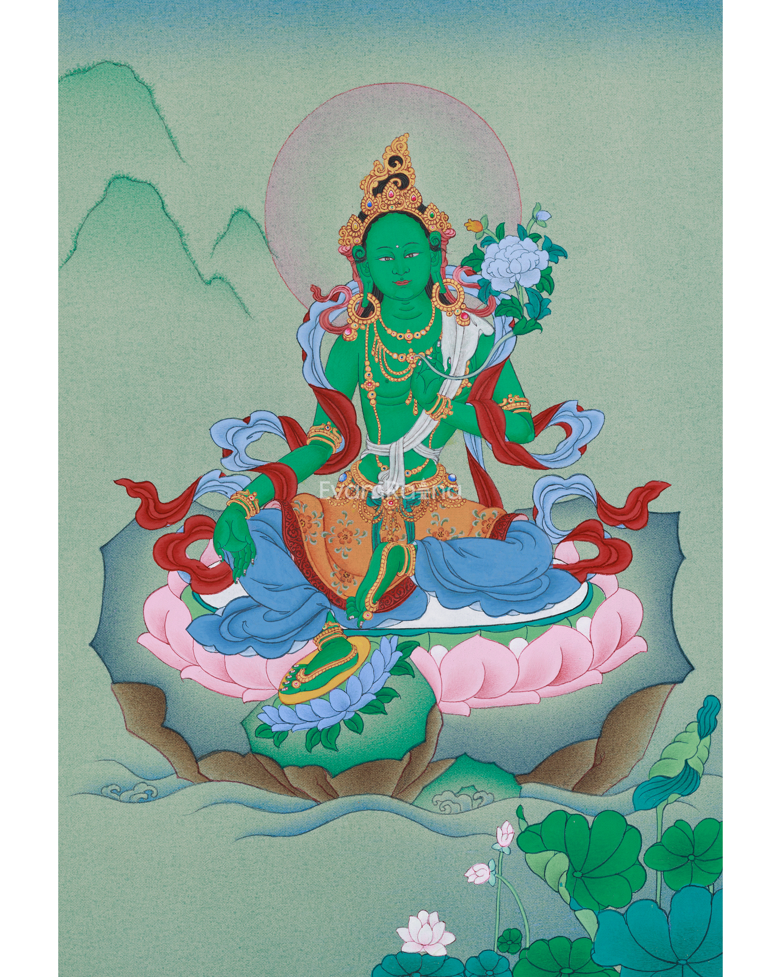 Liberation Mother Green Tara Thangka | Compassion & Healing Deity