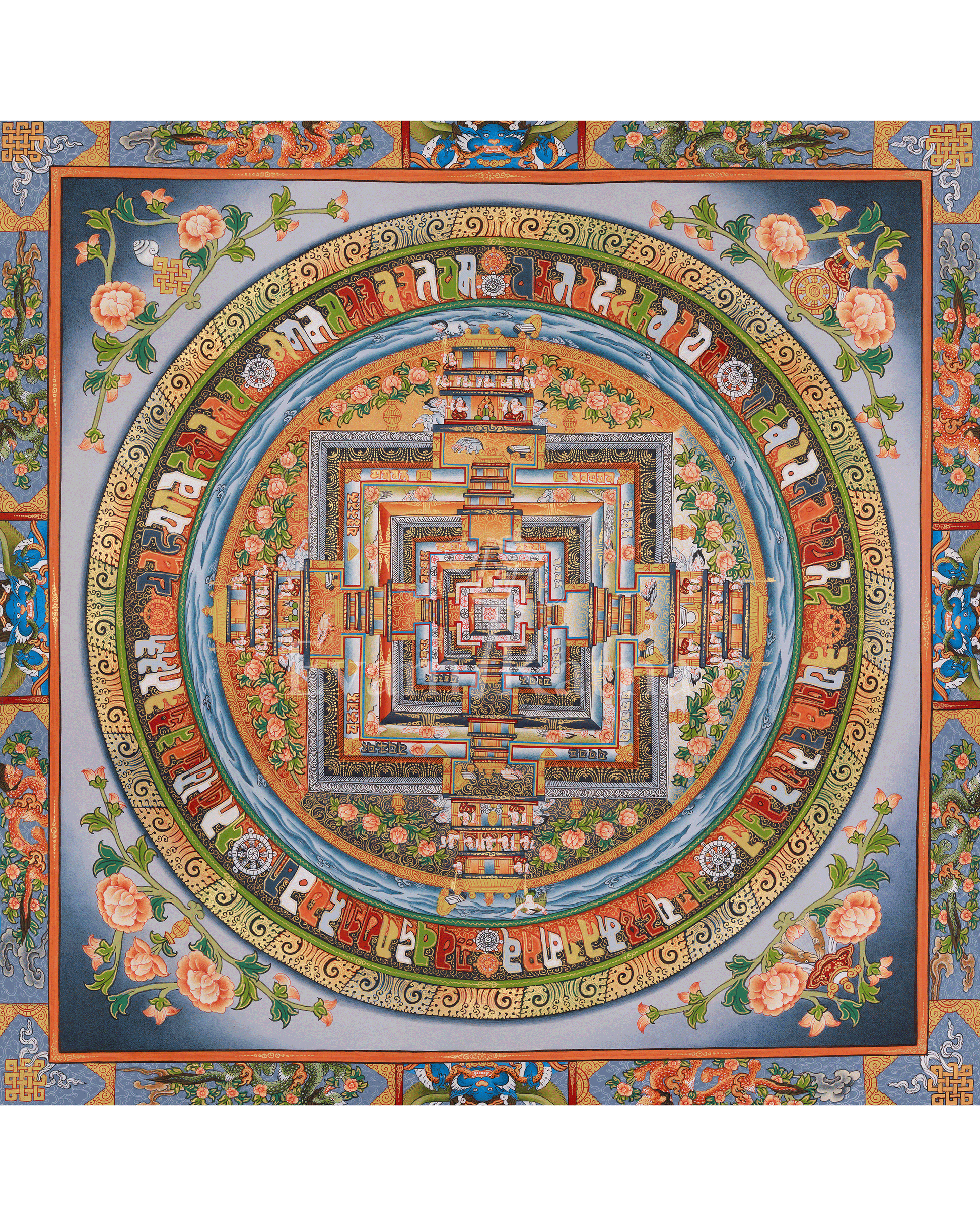 Hand-Painted Kalachakra Mandala Painting