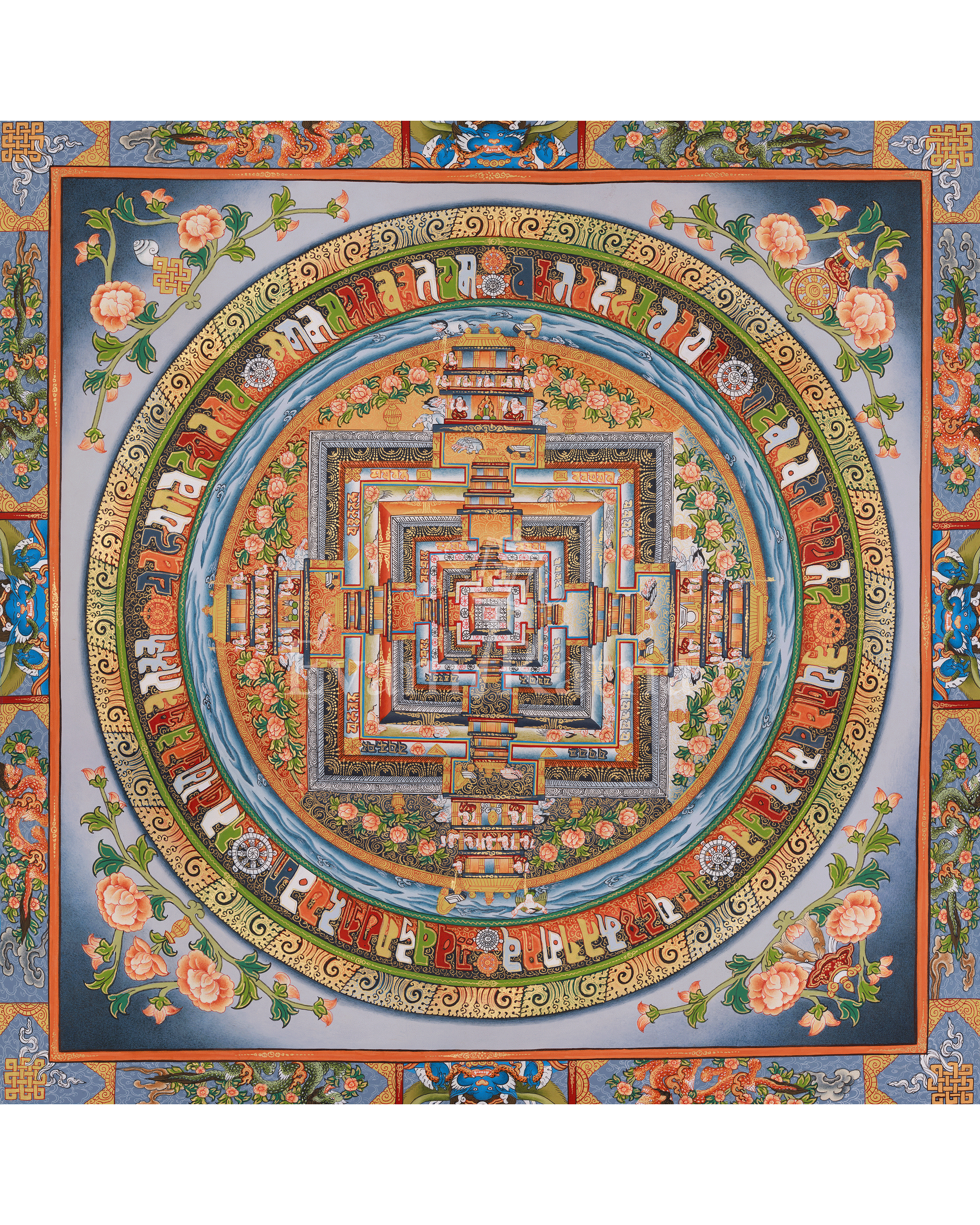 Hand-Painted Kalachakra Mandala Painting