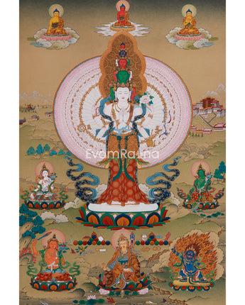 Himalayan Thangka of 1000 Armed Chenrezig