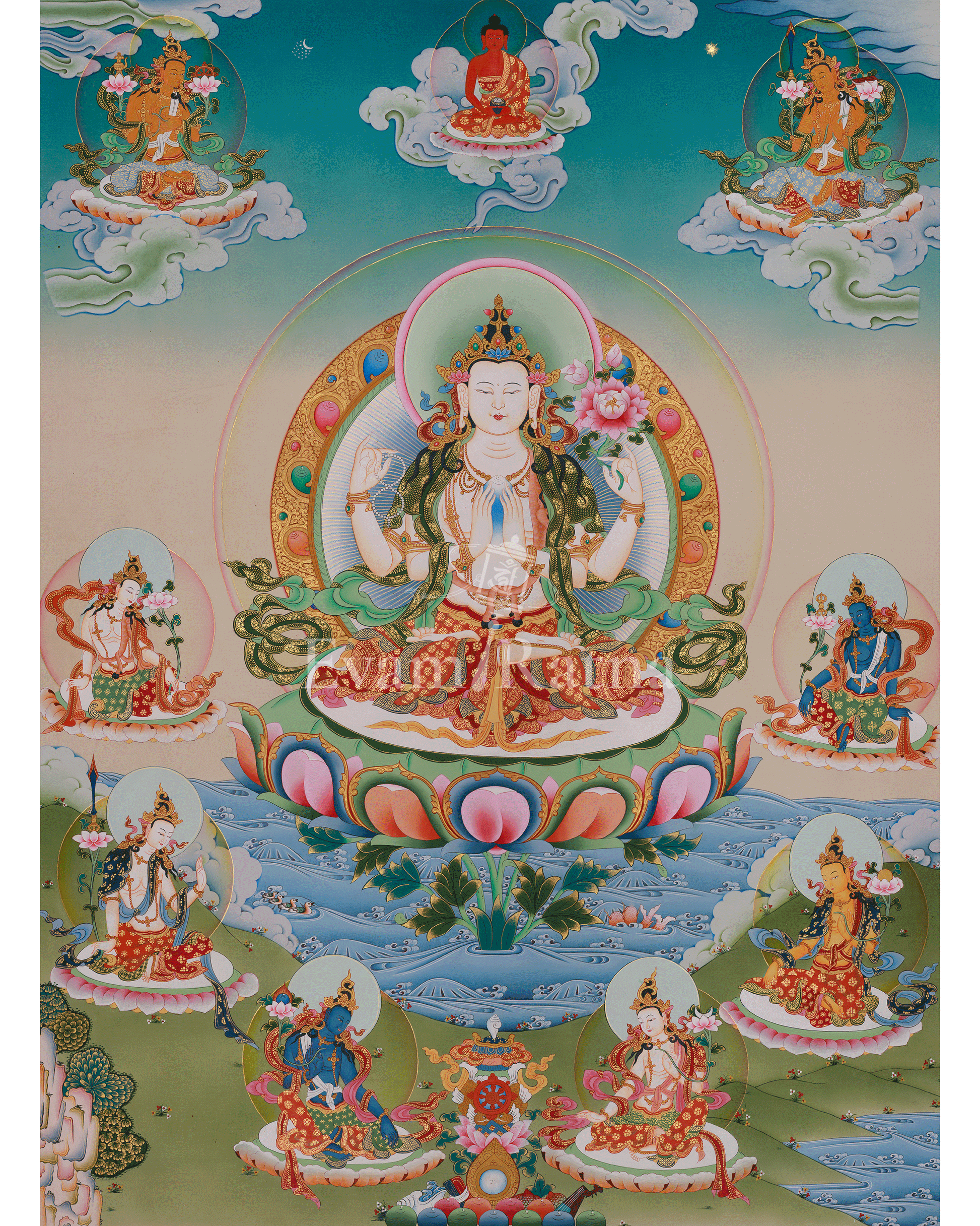 Buddhist Thangka of Bodhisattva Chenrezig 