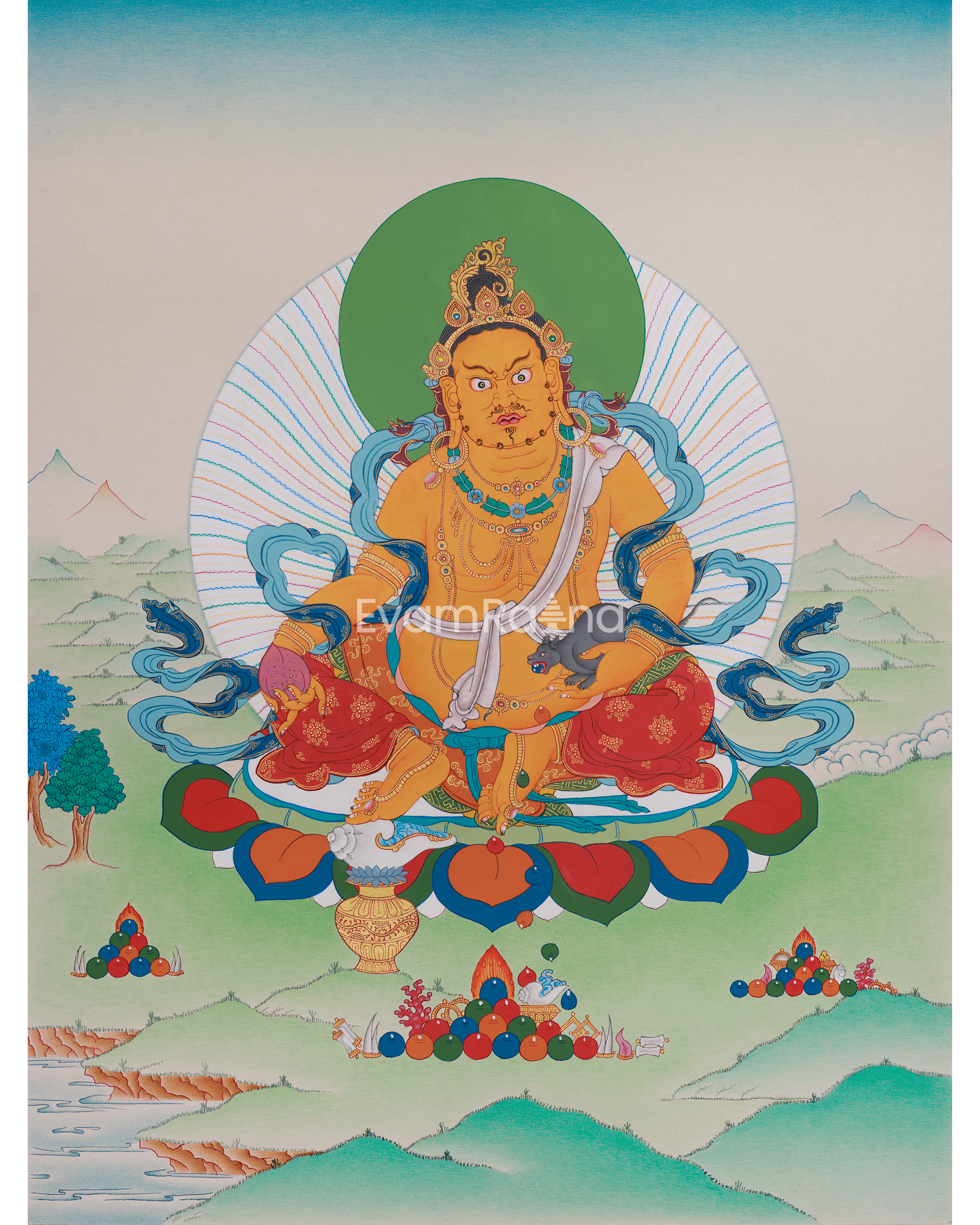 Prosperity Deity Dzambhala Thangka