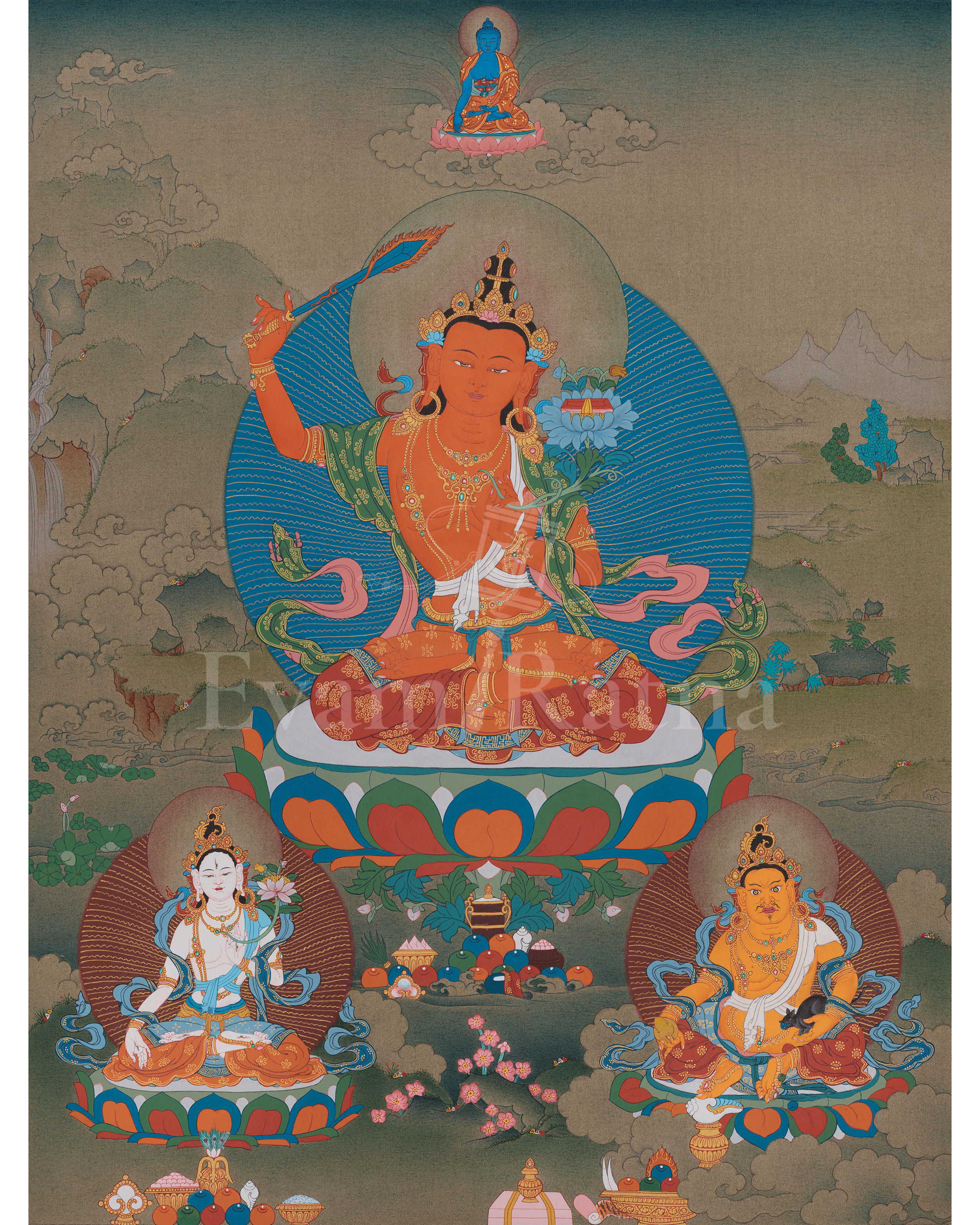 Manjushri Sword of Wisdom Thangka | Protector Deity