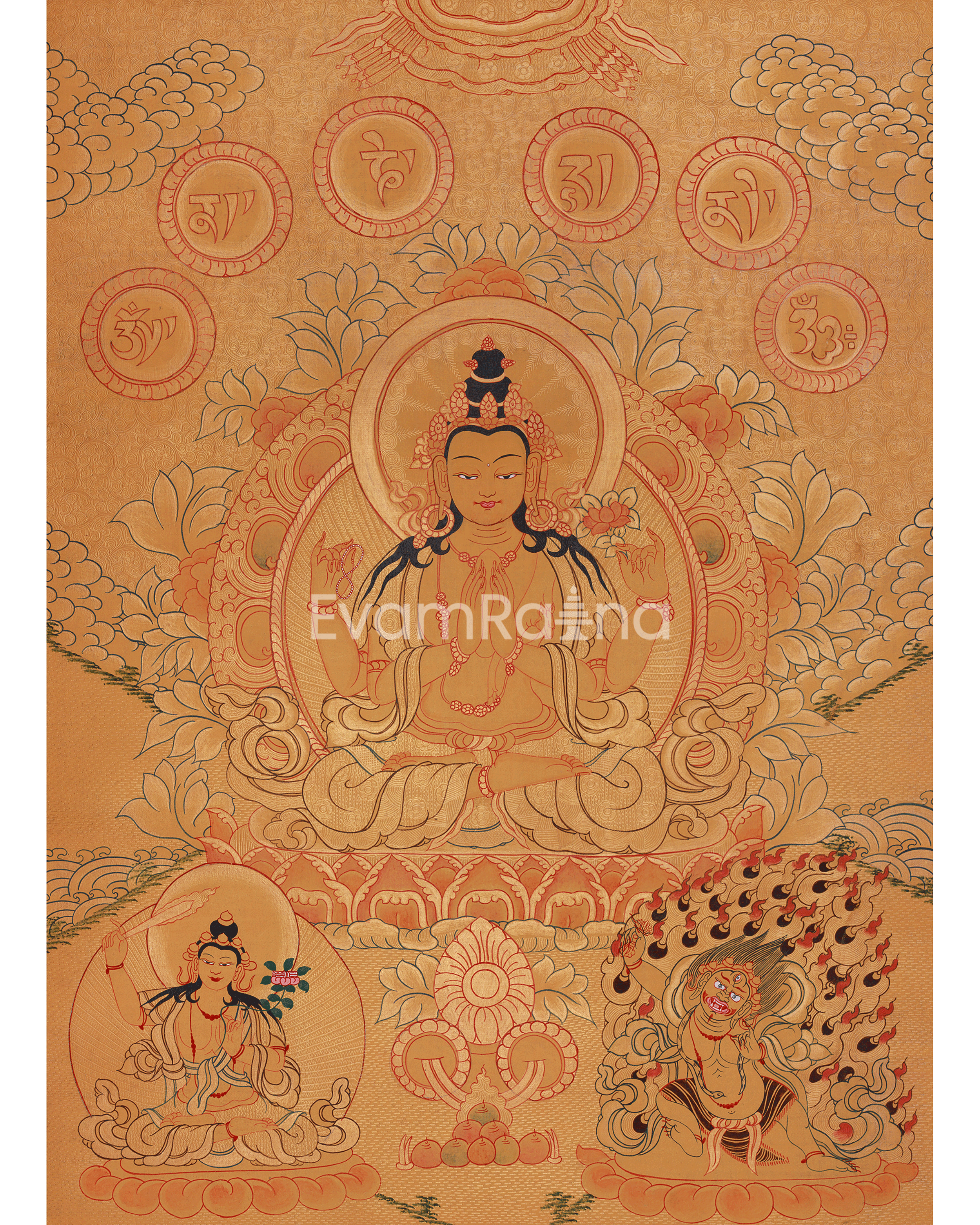 Four-Armed Chenrezig Compassion Thangka 