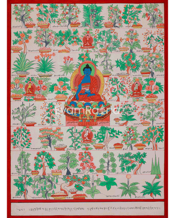 Medicine Buddha Healing Plants Thangka