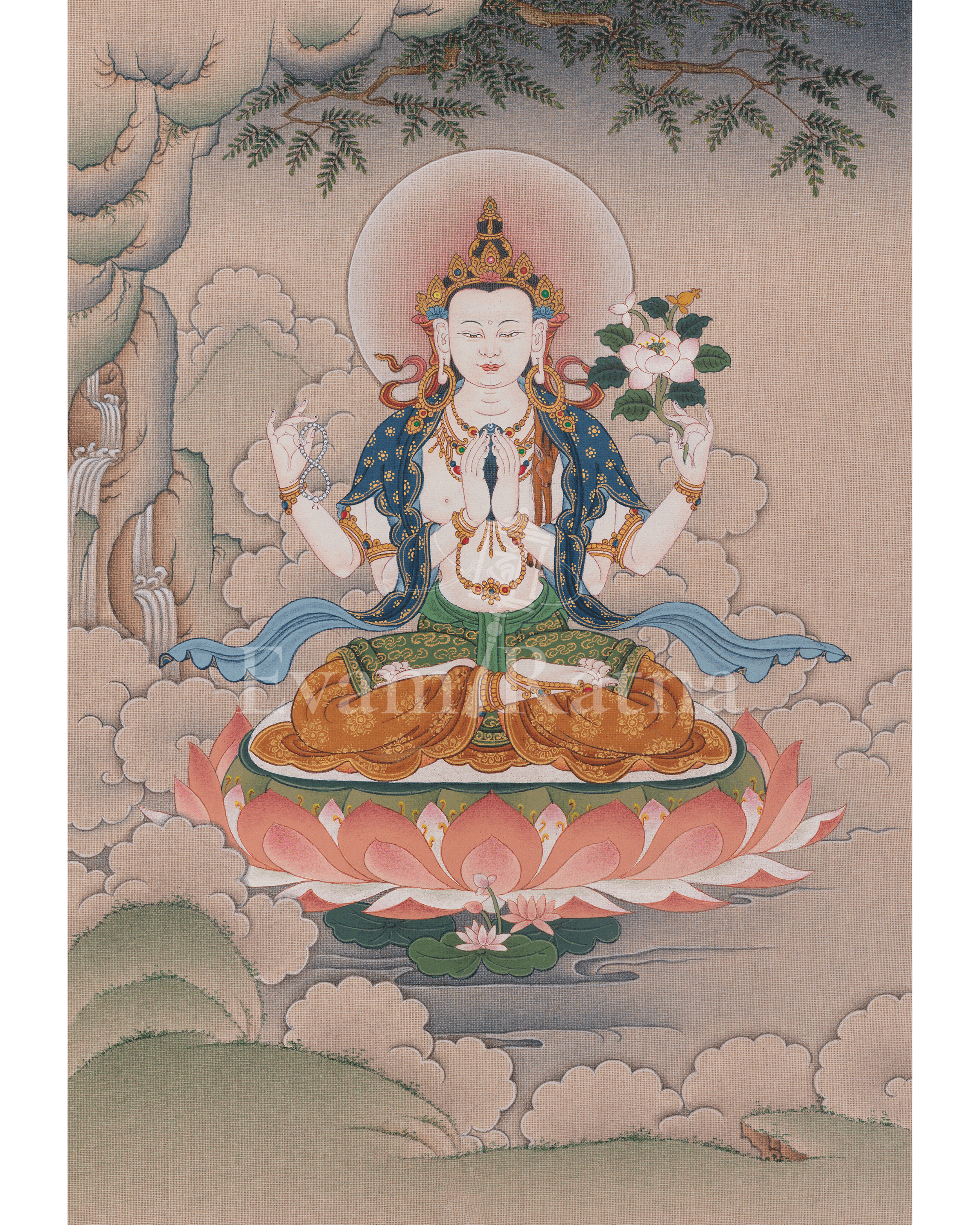 Chenrezig Devotional Painting | Compassion Buddha | Traditional Thangka