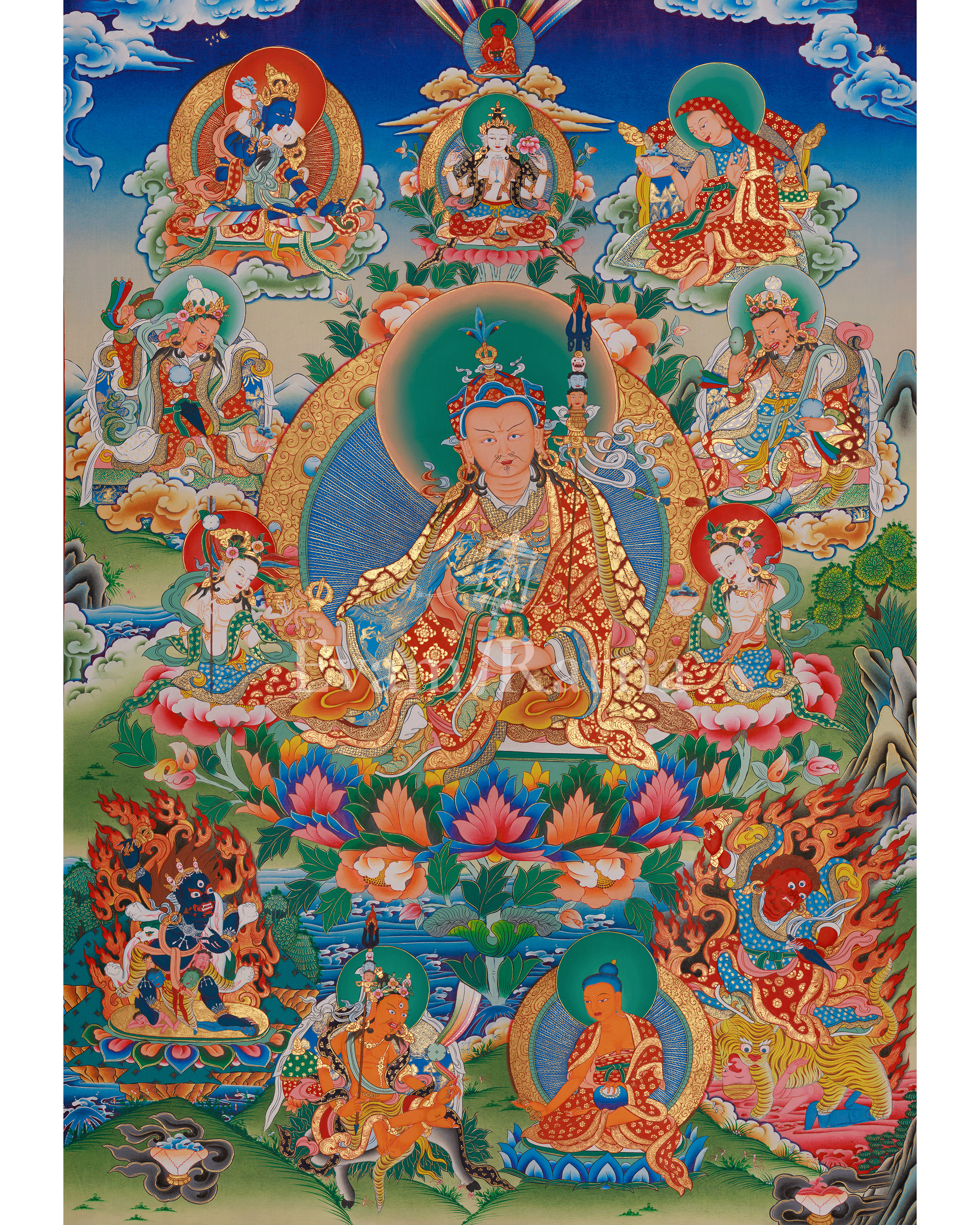Hand-Painted Guru Rinpoche Art 