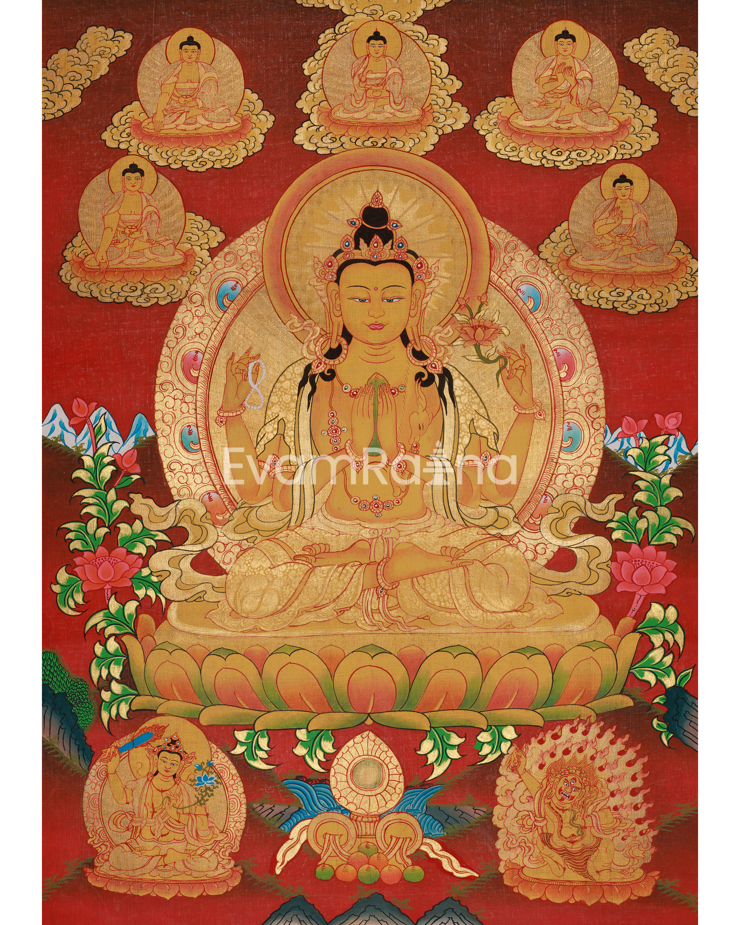 Chenrezig Sacred Buddhist Thangka