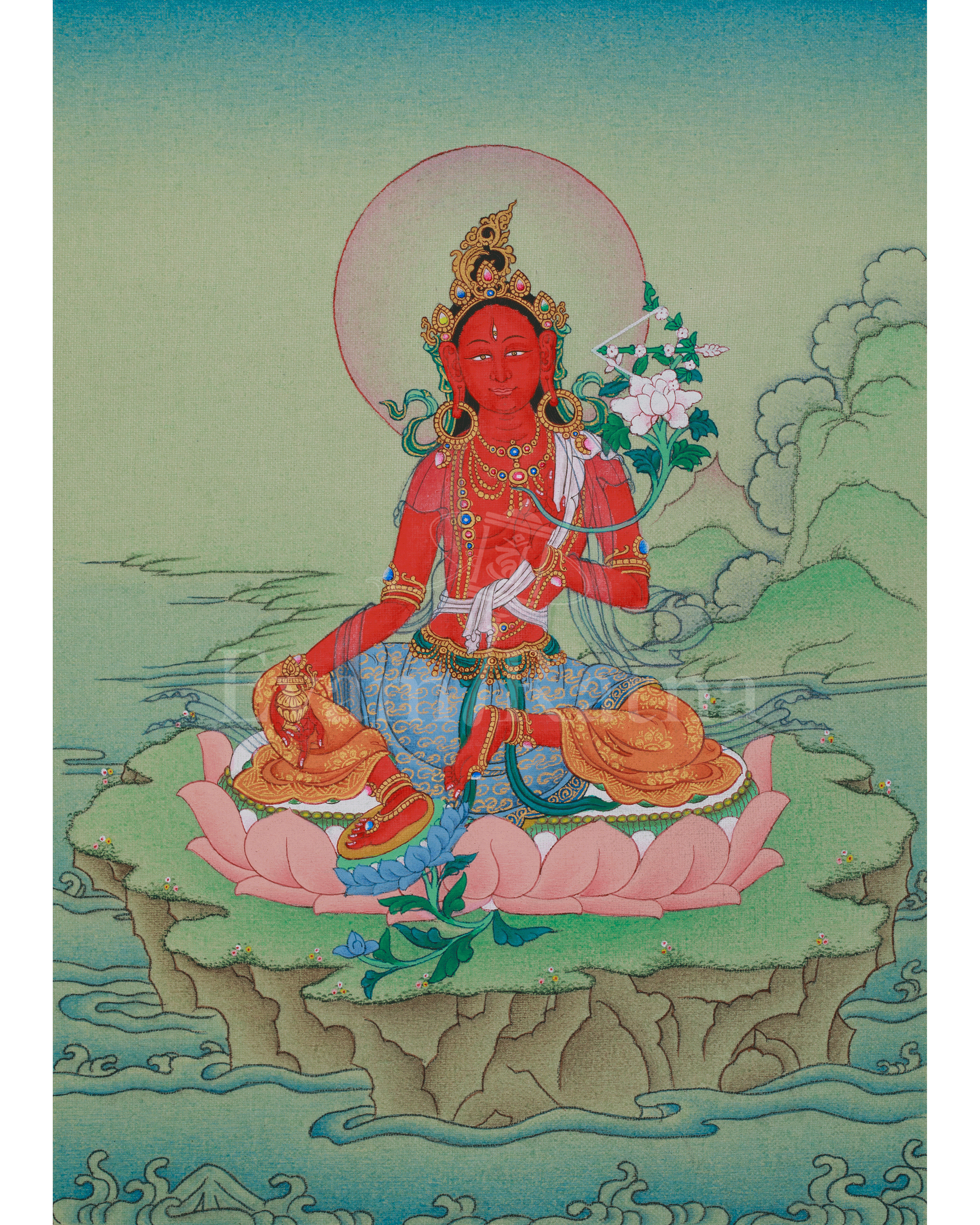 Red Tara Himalayan Artwork | Tibetan Deity of Compassionate Power
