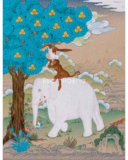 Four Harmonious Friends Thangka