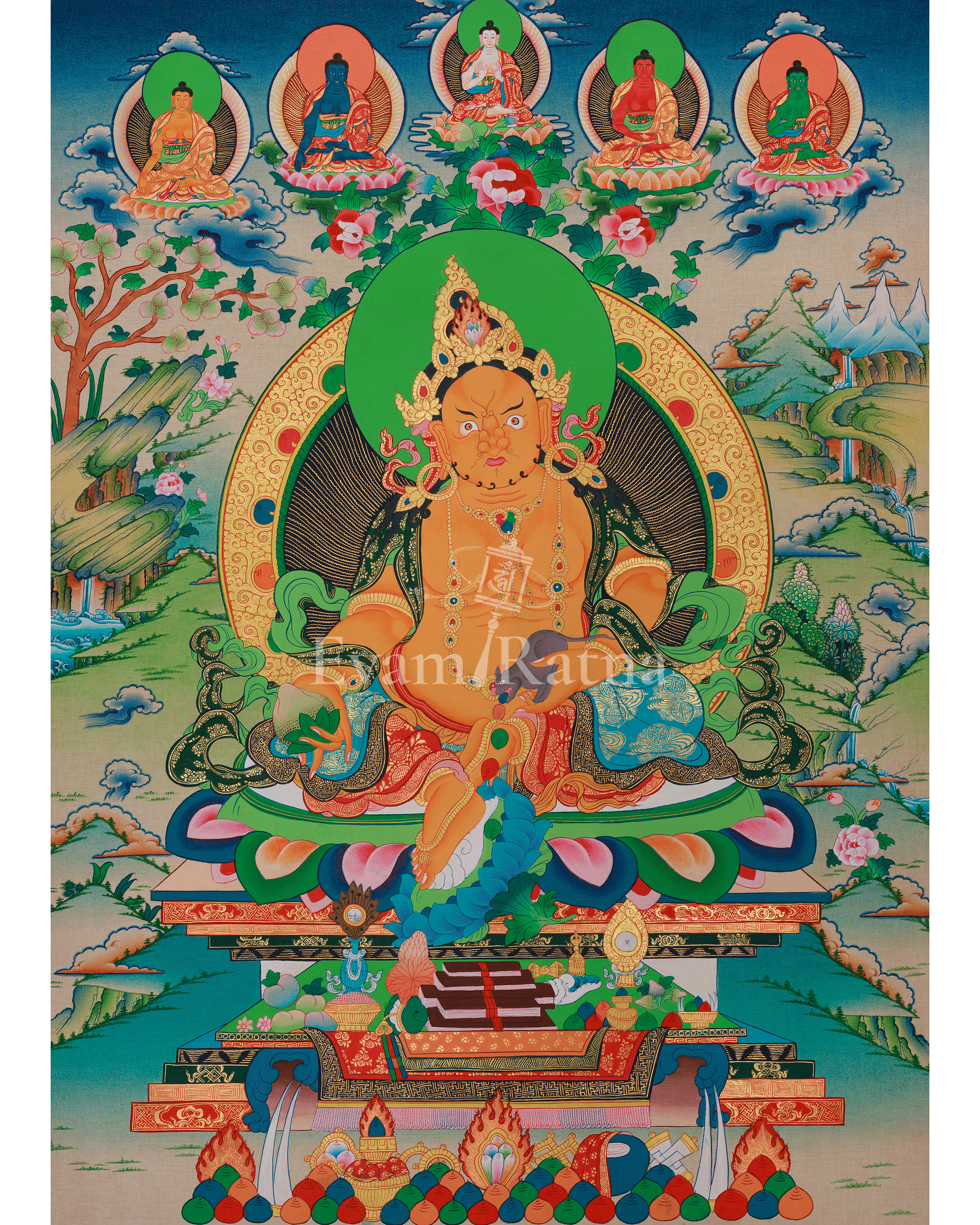 Spiritual Wealth Deity Dzambhala Thangka 