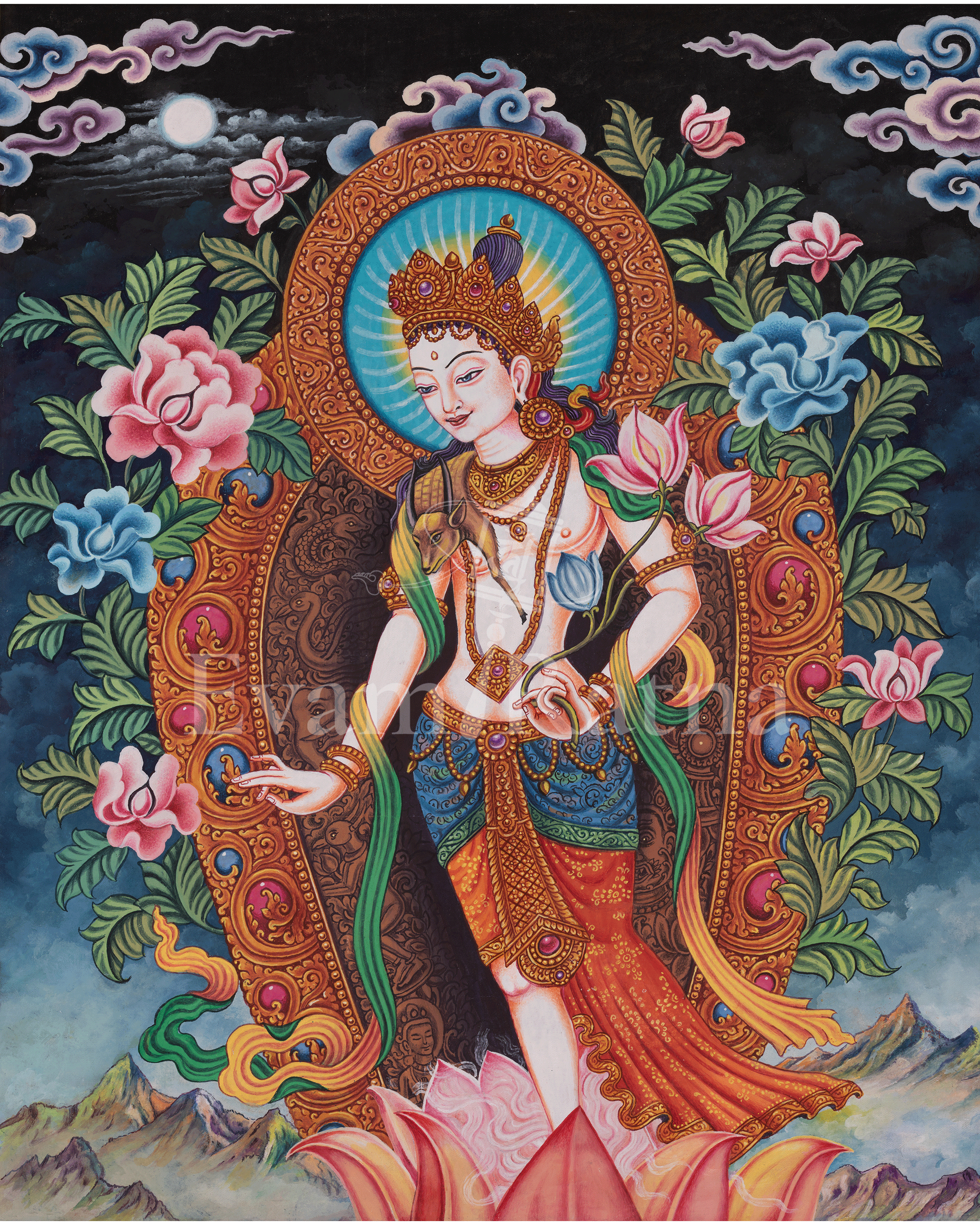 Standing Chenrezig Thangka