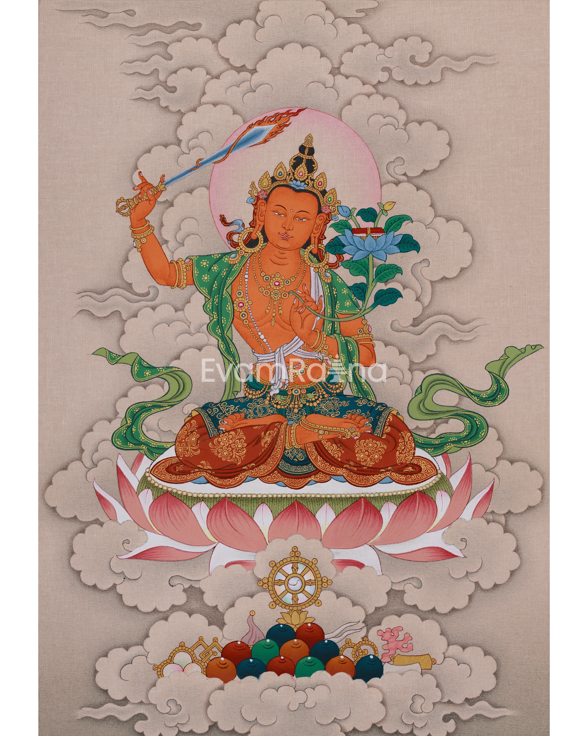 Manjushri Bodhisattva of Wisdom Deity Thangka 