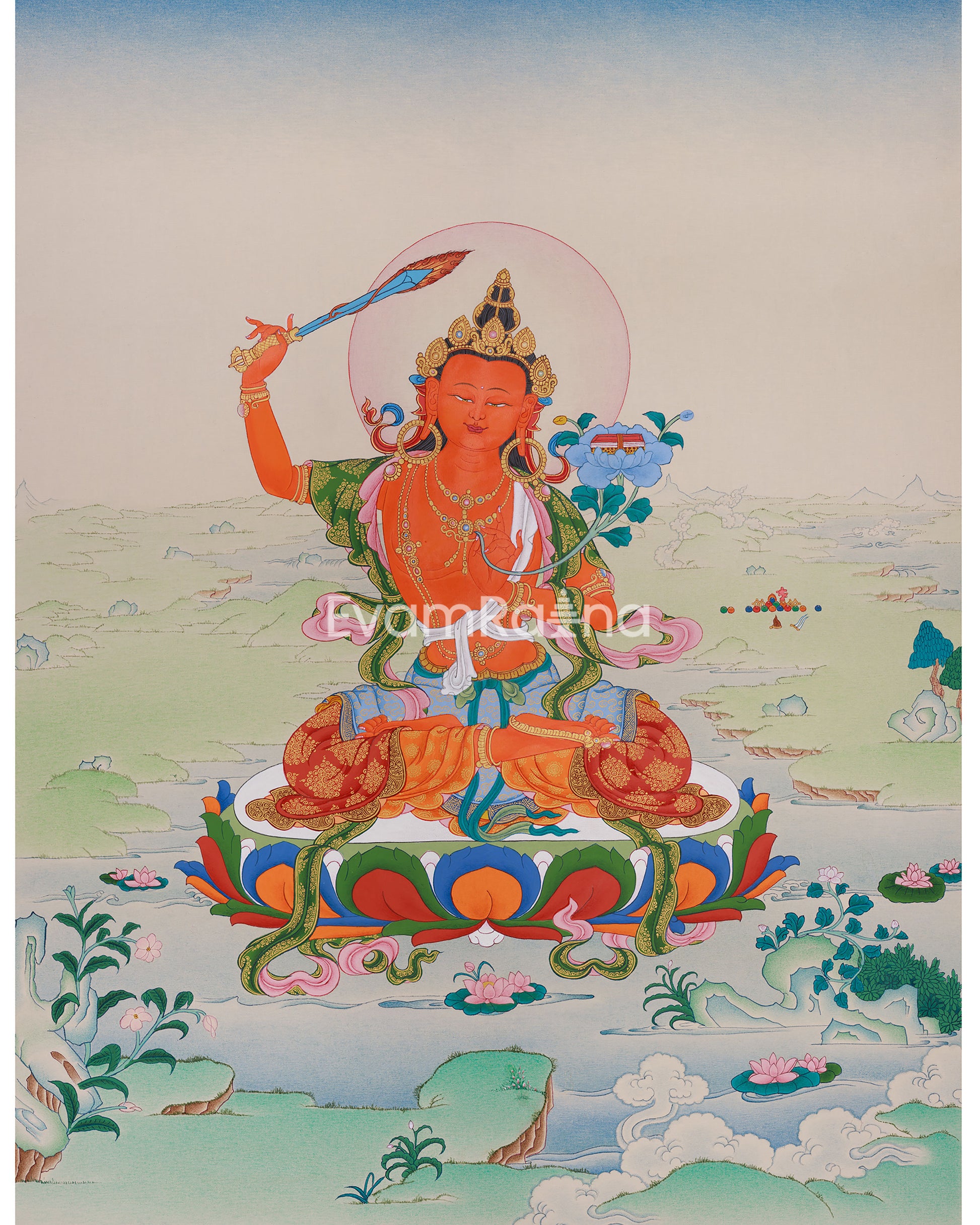 Traditional Thangka Of Manjushri